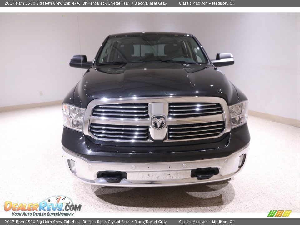 2017 Ram 1500 Big Horn Crew Cab 4x4 Brilliant Black Crystal Pearl / Black/Diesel Gray Photo #2
