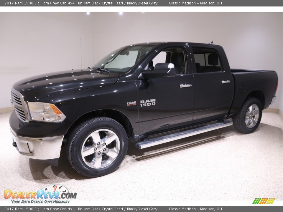2017 Ram 1500 Big Horn Crew Cab 4x4 Brilliant Black Crystal Pearl / Black/Diesel Gray Photo #3