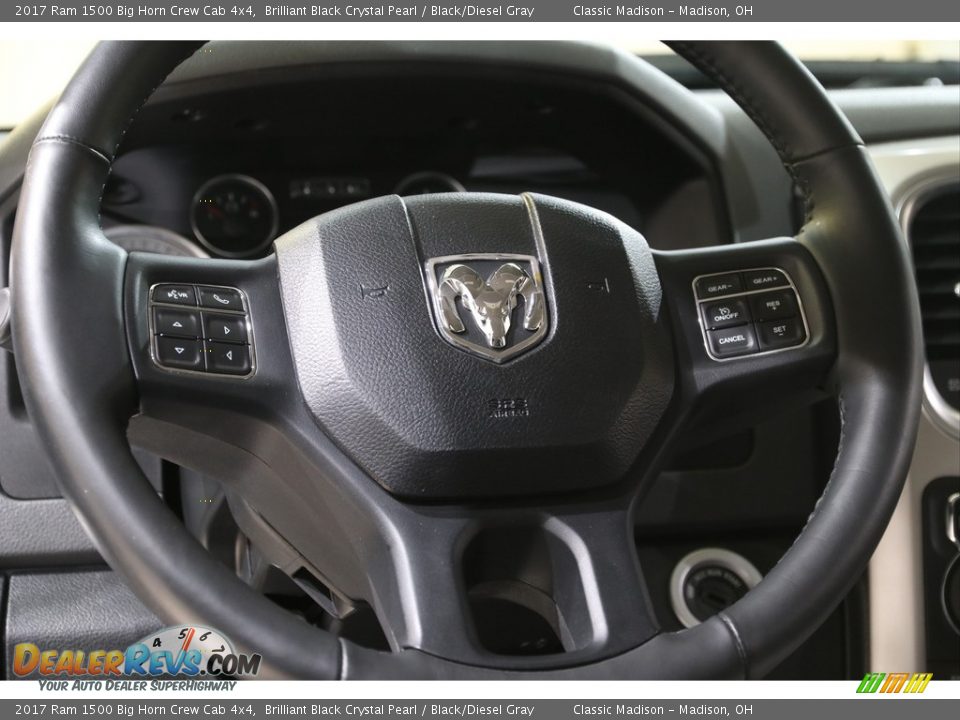 2017 Ram 1500 Big Horn Crew Cab 4x4 Brilliant Black Crystal Pearl / Black/Diesel Gray Photo #7