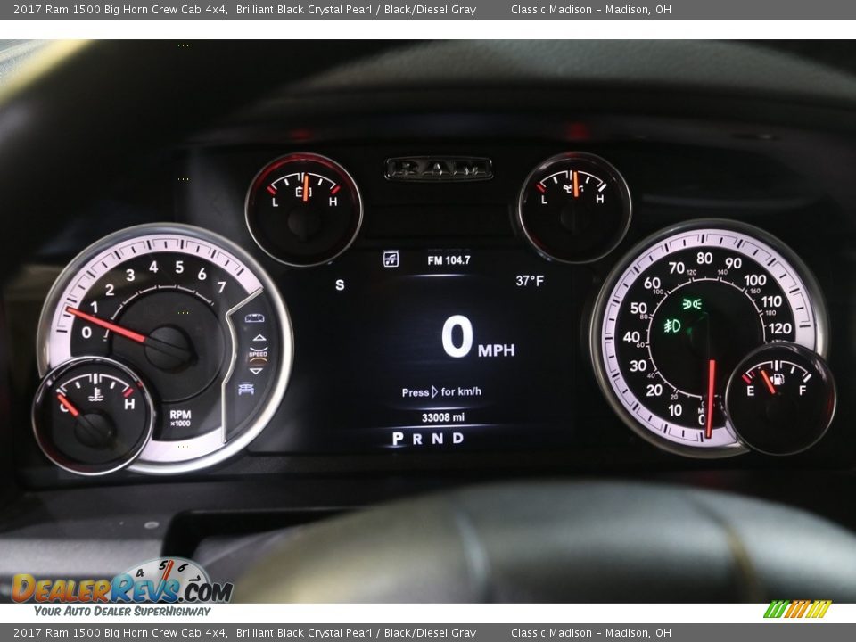 2017 Ram 1500 Big Horn Crew Cab 4x4 Brilliant Black Crystal Pearl / Black/Diesel Gray Photo #8