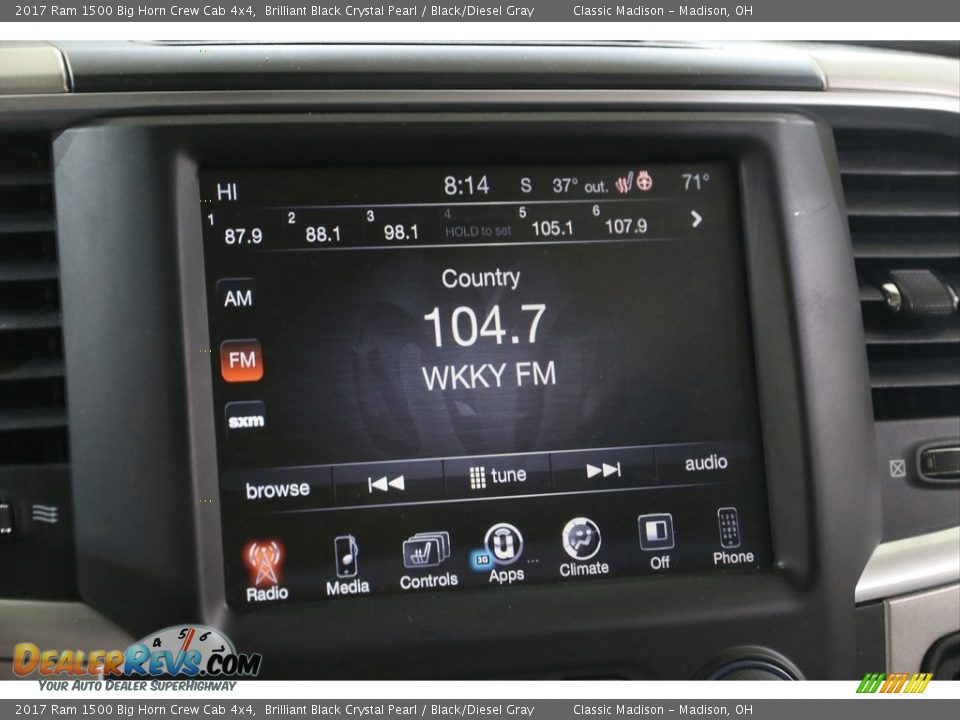 2017 Ram 1500 Big Horn Crew Cab 4x4 Brilliant Black Crystal Pearl / Black/Diesel Gray Photo #10