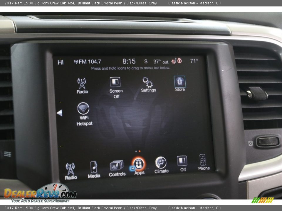 2017 Ram 1500 Big Horn Crew Cab 4x4 Brilliant Black Crystal Pearl / Black/Diesel Gray Photo #13