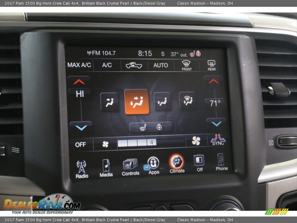 2017 Ram 1500 Big Horn Crew Cab 4x4 Brilliant Black Crystal Pearl / Black/Diesel Gray Photo #14