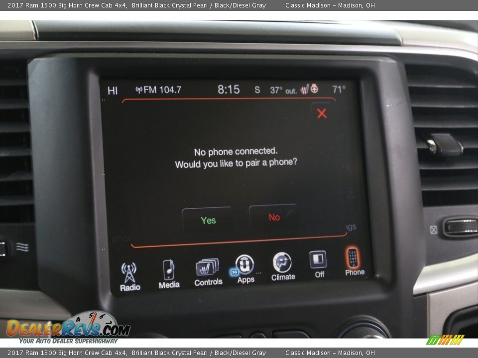 2017 Ram 1500 Big Horn Crew Cab 4x4 Brilliant Black Crystal Pearl / Black/Diesel Gray Photo #15