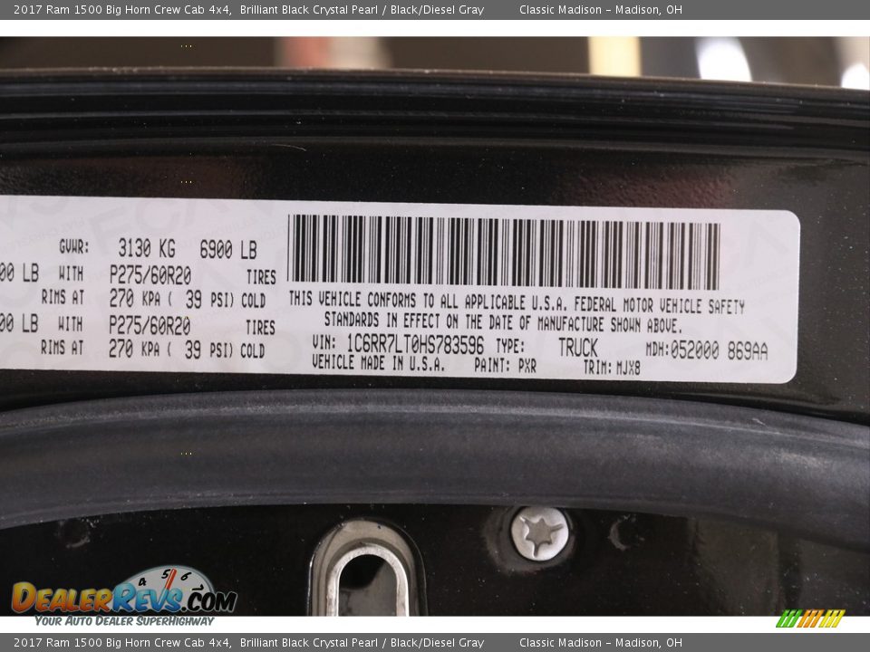 2017 Ram 1500 Big Horn Crew Cab 4x4 Brilliant Black Crystal Pearl / Black/Diesel Gray Photo #27