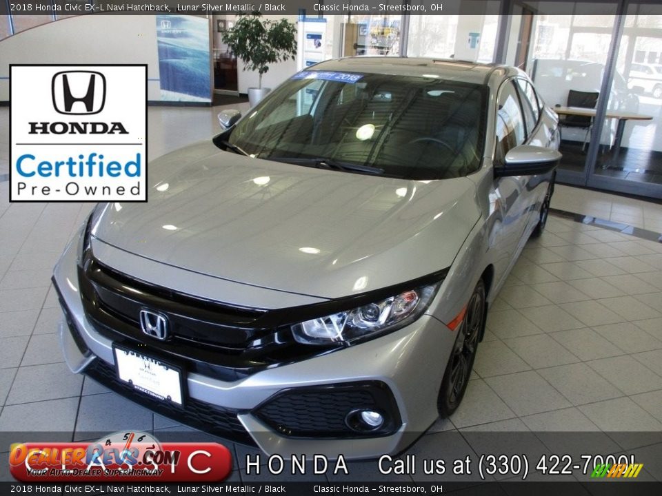 2018 Honda Civic EX-L Navi Hatchback Lunar Silver Metallic / Black Photo #1