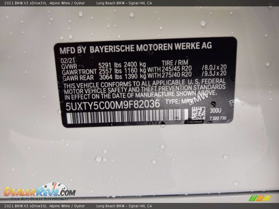 2021 BMW X3 xDrive30i Alpine White / Oyster Photo #26