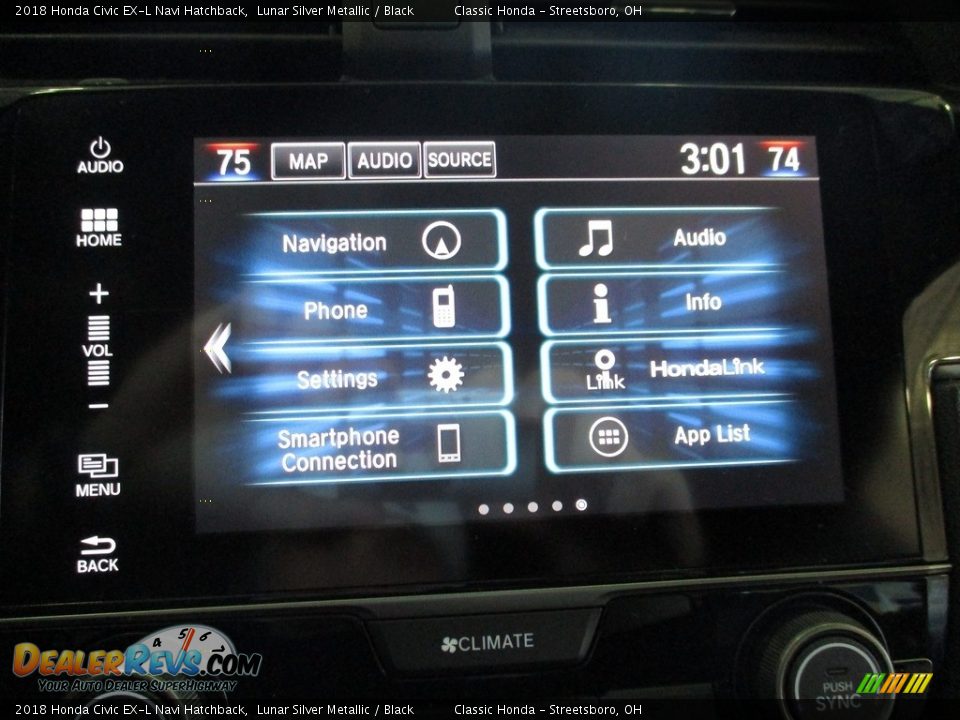 2018 Honda Civic EX-L Navi Hatchback Lunar Silver Metallic / Black Photo #33