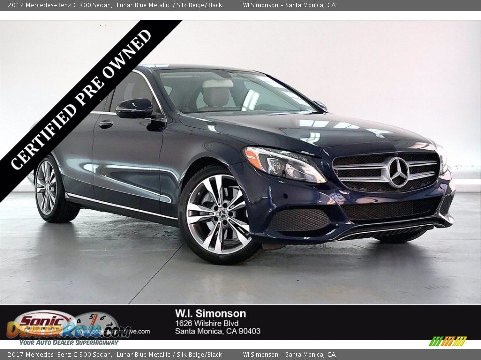 2017 Mercedes-Benz C 300 Sedan Lunar Blue Metallic / Silk Beige/Black Photo #1