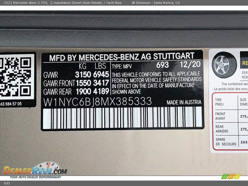 Mercedes-Benz Color Code 693 G manufaktur Desert Silver Metallic