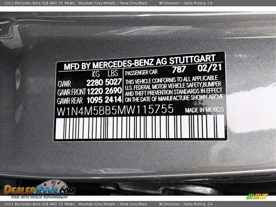 2021 Mercedes-Benz GLB AMG 35 4Matic Mountain Grey Metallic / Neva Grey/Black Photo #10