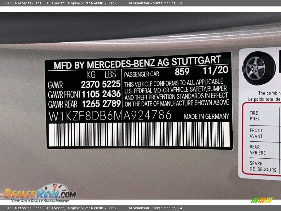 2021 Mercedes-Benz E 350 Sedan Mojave Silver Metallic / Black Photo #10