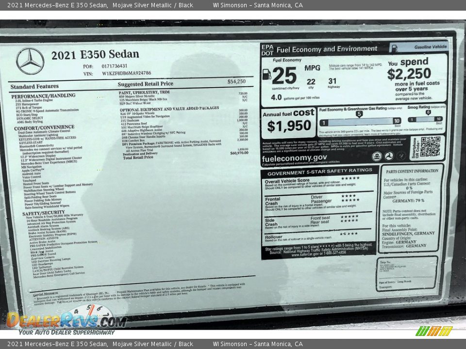 2021 Mercedes-Benz E 350 Sedan Mojave Silver Metallic / Black Photo #11