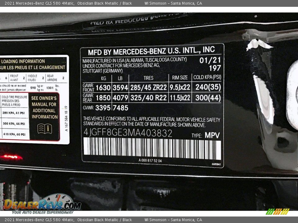 2021 Mercedes-Benz GLS 580 4Matic Obsidian Black Metallic / Black Photo #10