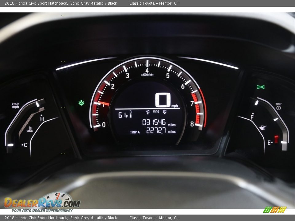2018 Honda Civic Sport Hatchback Sonic Gray Metallic / Black Photo #8