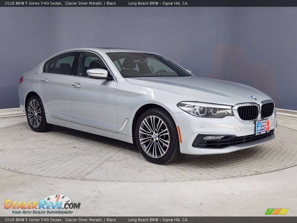 2018 BMW 5 Series 540i Sedan Glacier Silver Metallic / Black Photo #1