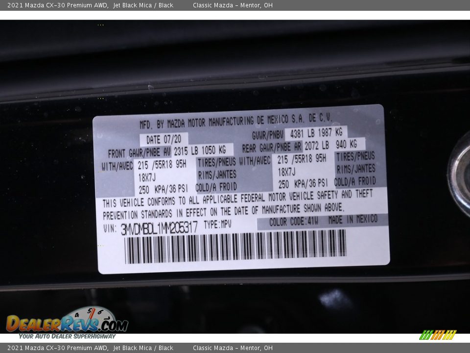 2021 Mazda CX-30 Premium AWD Jet Black Mica / Black Photo #22