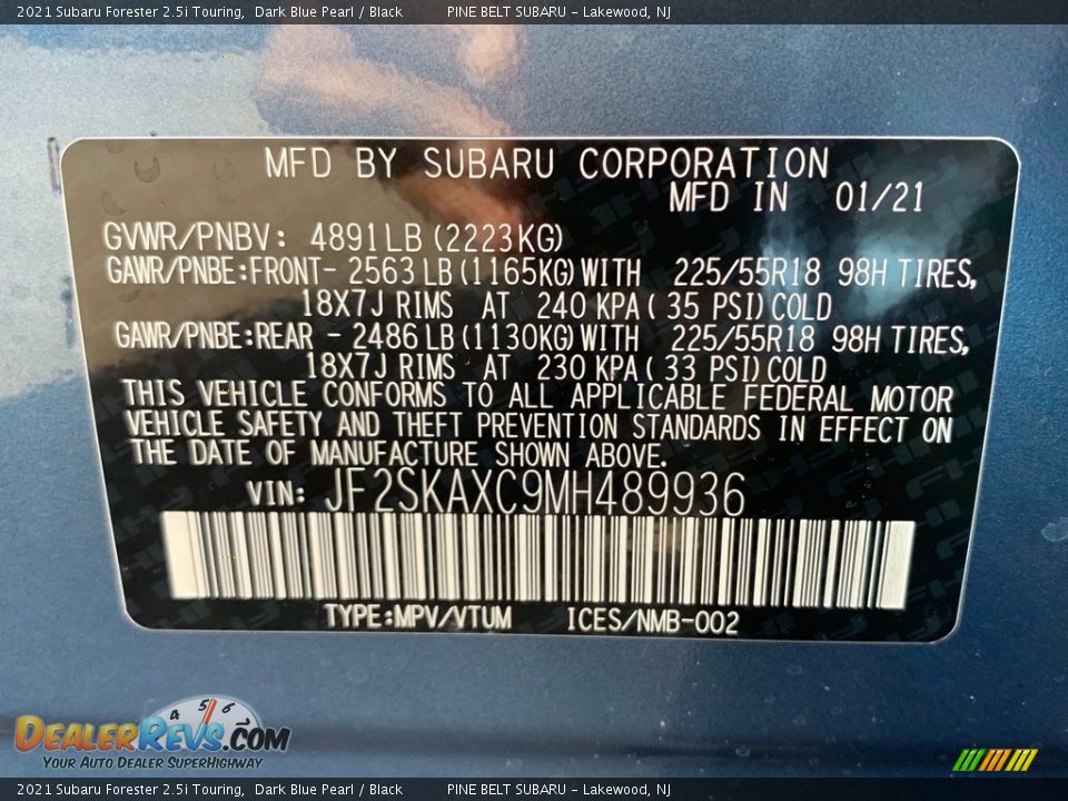 2021 Subaru Forester 2.5i Touring Dark Blue Pearl / Black Photo #14