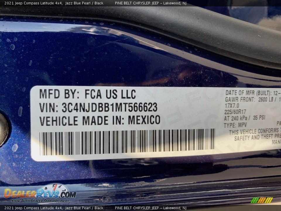 2021 Jeep Compass Latitude 4x4 Jazz Blue Pearl / Black Photo #14
