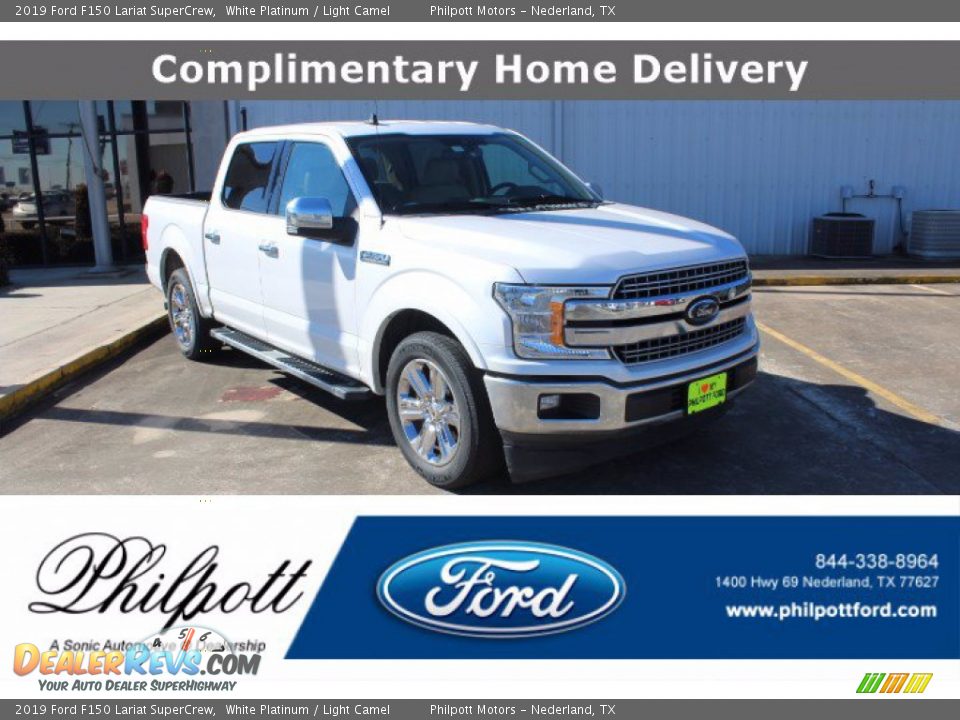 2019 Ford F150 Lariat SuperCrew White Platinum / Light Camel Photo #1