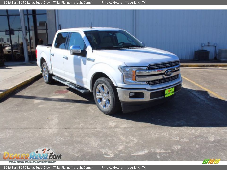 2019 Ford F150 Lariat SuperCrew White Platinum / Light Camel Photo #2