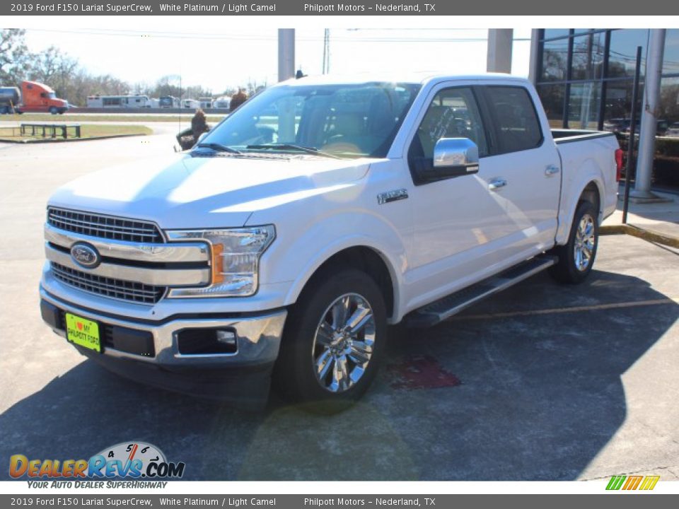 2019 Ford F150 Lariat SuperCrew White Platinum / Light Camel Photo #4