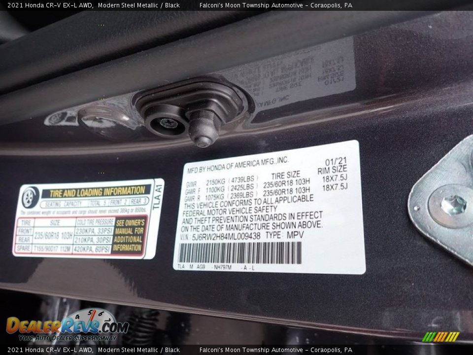 2021 Honda CR-V EX-L AWD Modern Steel Metallic / Black Photo #12