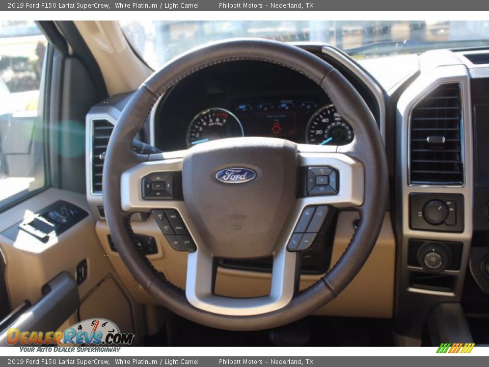 2019 Ford F150 Lariat SuperCrew White Platinum / Light Camel Photo #23