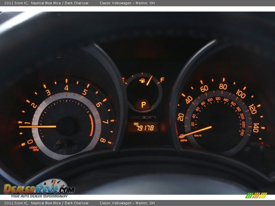 2011 Scion tC Nautical Blue Mica / Dark Charcoal Photo #8