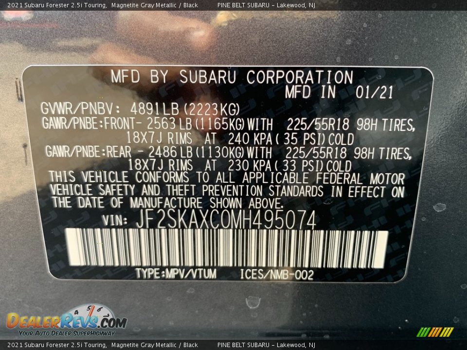 2021 Subaru Forester 2.5i Touring Magnetite Gray Metallic / Black Photo #14