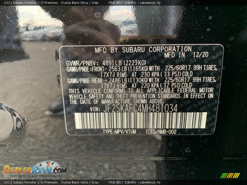 2021 Subaru Forester 2.5i Premium Crystal Black Silica / Gray Photo #14