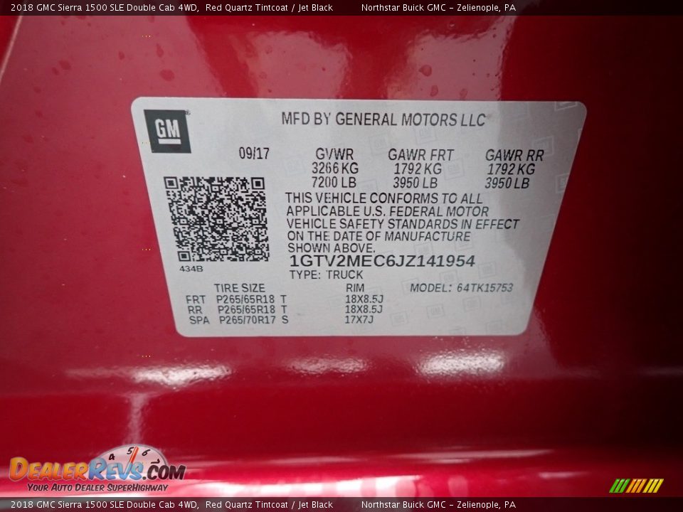 2018 GMC Sierra 1500 SLE Double Cab 4WD Red Quartz Tintcoat / Jet Black Photo #14