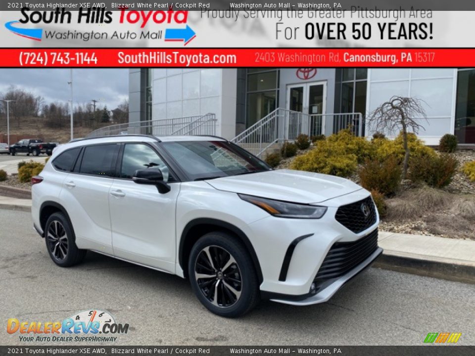2021 Toyota Highlander XSE AWD Blizzard White Pearl / Cockpit Red Photo #1