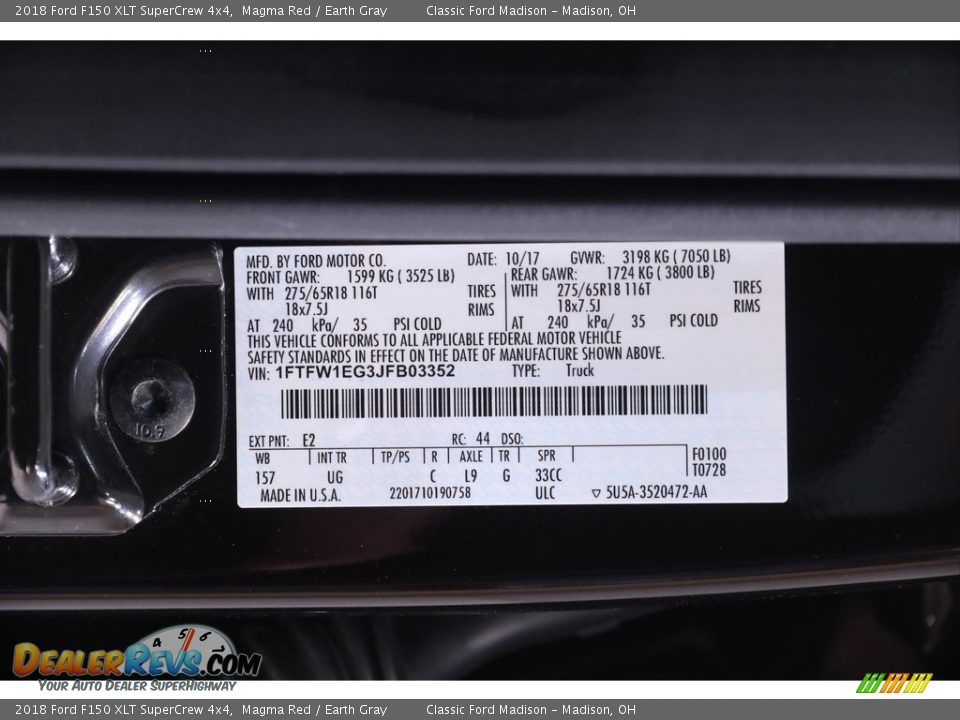 2018 Ford F150 XLT SuperCrew 4x4 Magma Red / Earth Gray Photo #25