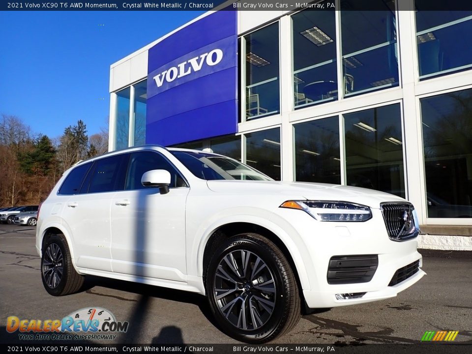 2021 Volvo XC90 T6 AWD Momentum Crystal White Metallic / Charcoal Photo #1