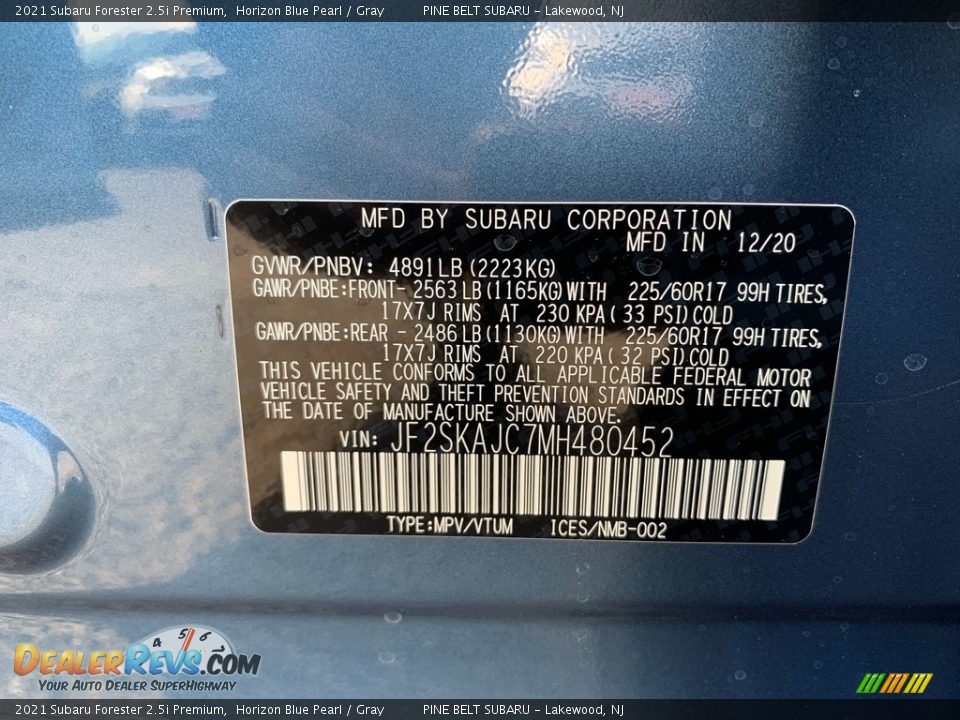 2021 Subaru Forester 2.5i Premium Horizon Blue Pearl / Gray Photo #14