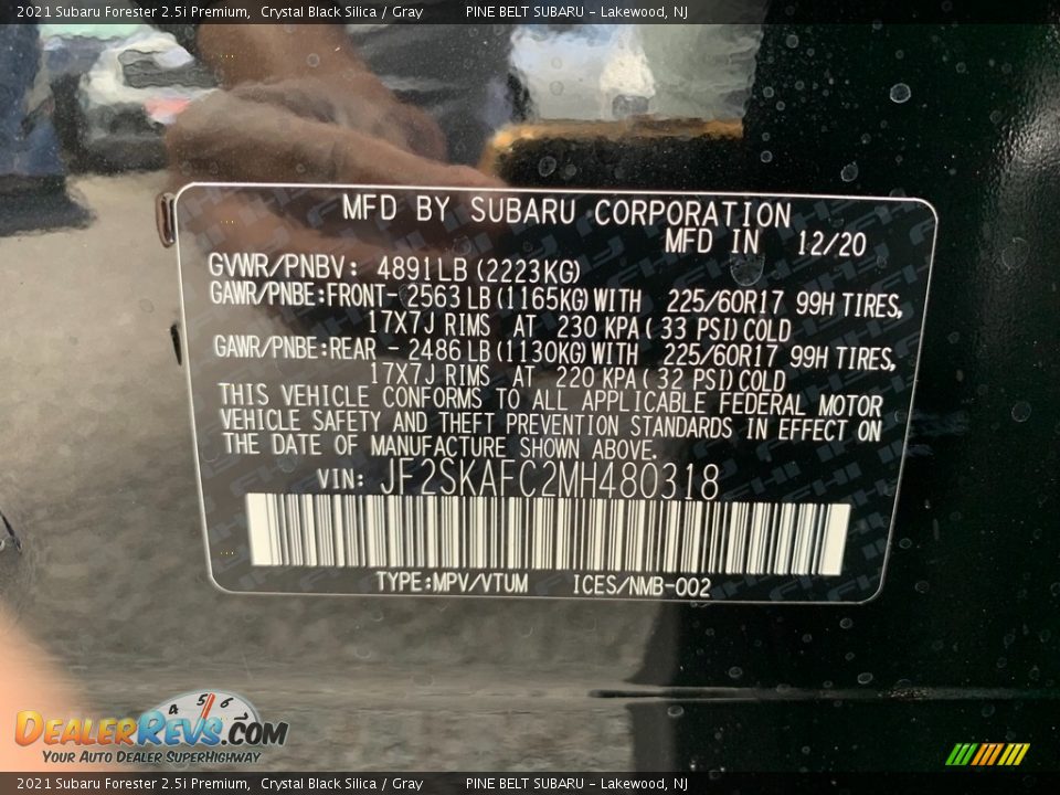 2021 Subaru Forester 2.5i Premium Crystal Black Silica / Gray Photo #14
