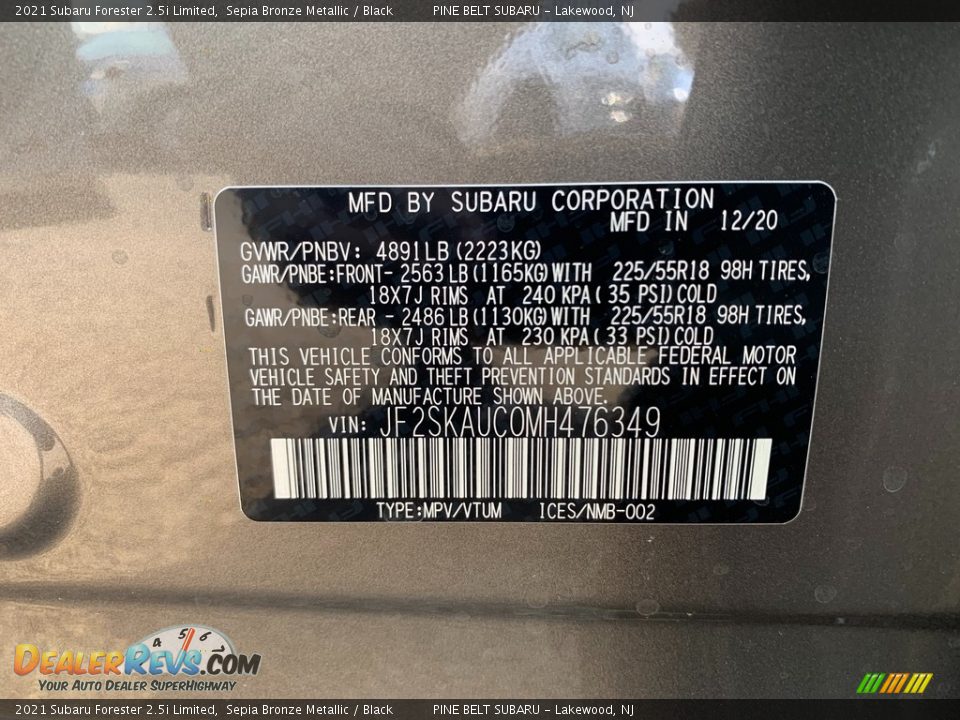 2021 Subaru Forester 2.5i Limited Sepia Bronze Metallic / Black Photo #14