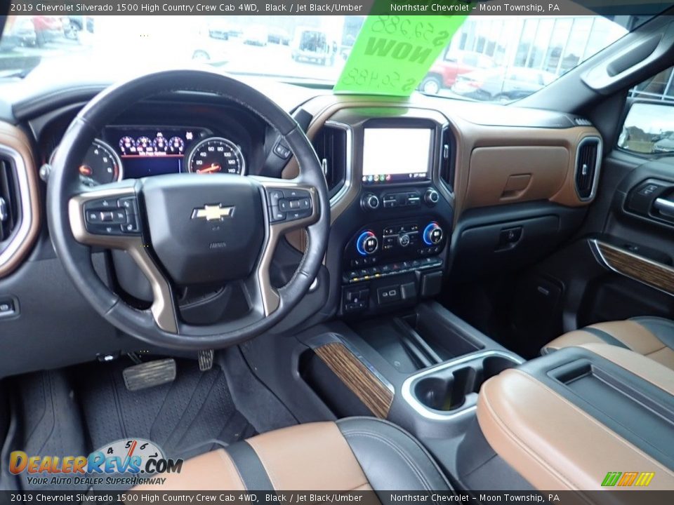Jet Black/Umber Interior - 2019 Chevrolet Silverado 1500 High Country Crew Cab 4WD Photo #21
