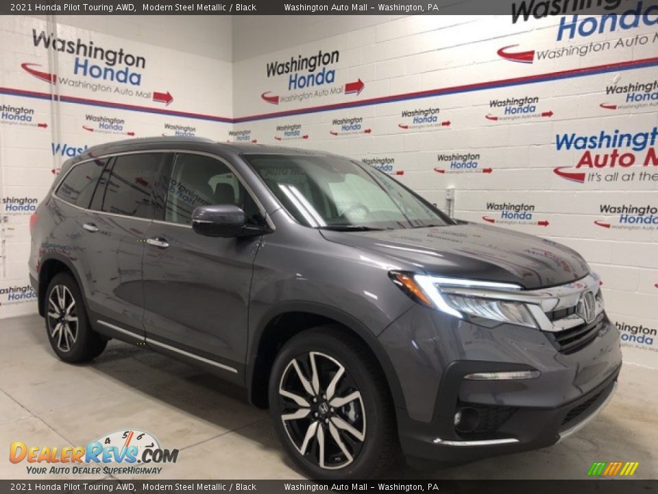 2021 Honda Pilot Touring AWD Modern Steel Metallic / Black Photo #2