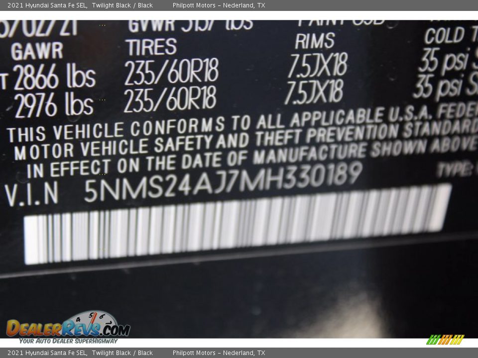 2021 Hyundai Santa Fe SEL Twilight Black / Black Photo #24