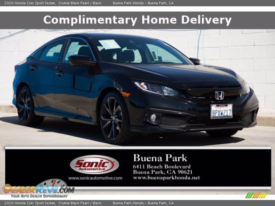 2020 Honda Civic Sport Sedan Crystal Black Pearl / Black Photo #1