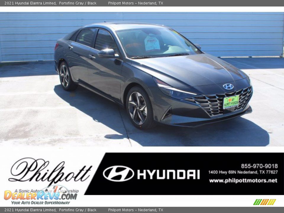 2021 Hyundai Elantra Limited Portofino Gray / Black Photo #1