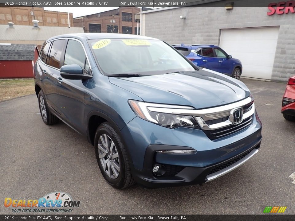 2019 Honda Pilot EX AWD Steel Sapphire Metallic / Gray Photo #3