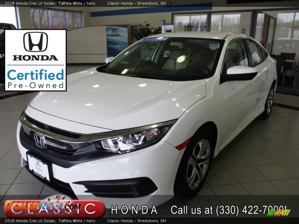 2018 Honda Civic LX Sedan Taffeta White / Ivory Photo #1