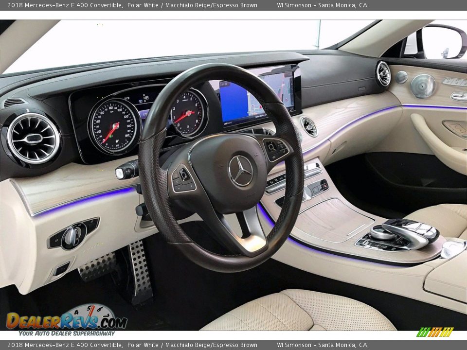 2018 Mercedes-Benz E 400 Convertible Polar White / Macchiato Beige/Espresso Brown Photo #14