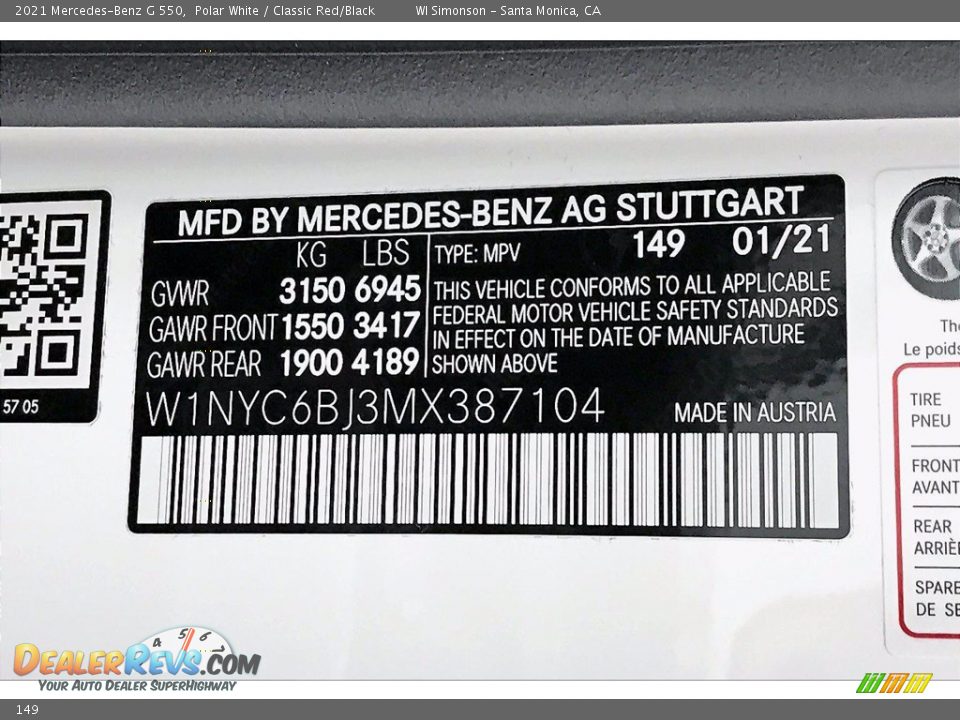Mercedes-Benz Color Code 149 Polar White