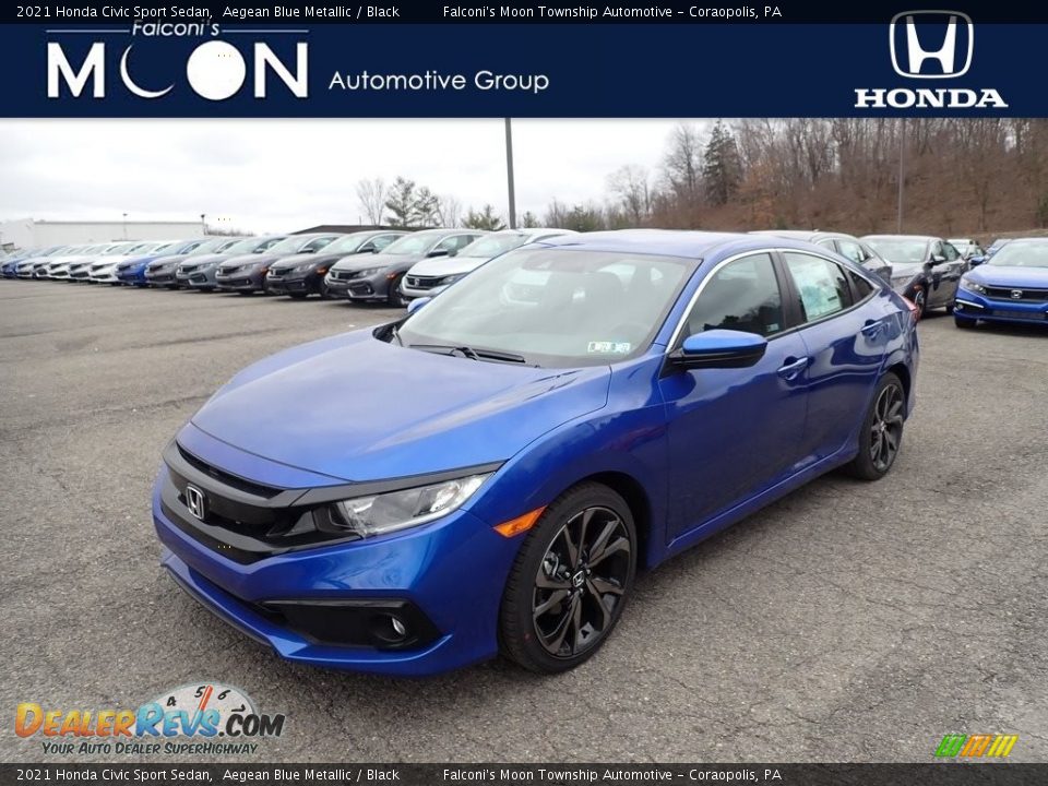 2021 Honda Civic Sport Sedan Aegean Blue Metallic / Black Photo #1