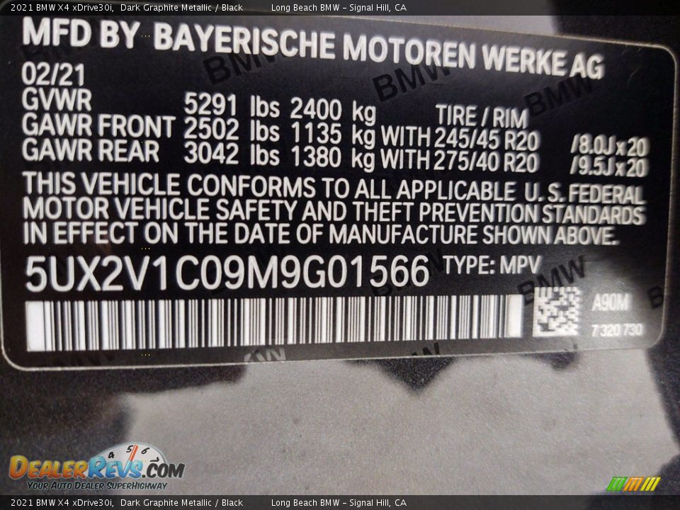 2021 BMW X4 xDrive30i Dark Graphite Metallic / Black Photo #26