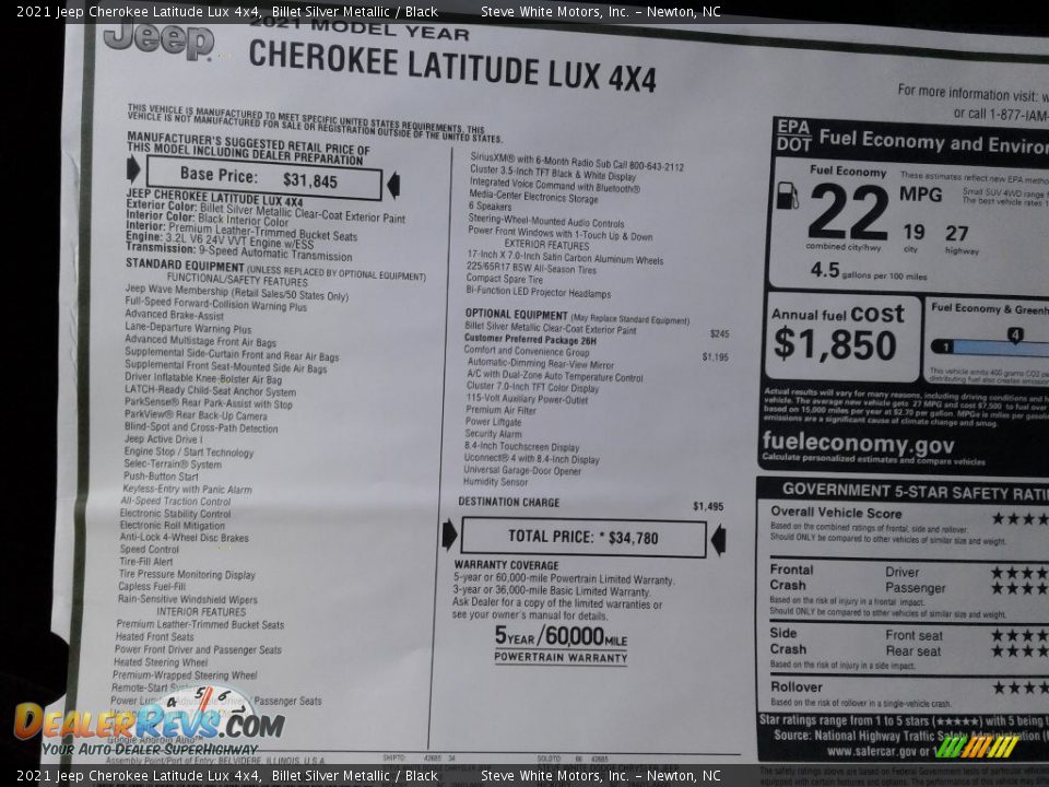 2021 Jeep Cherokee Latitude Lux 4x4 Billet Silver Metallic / Black Photo #30